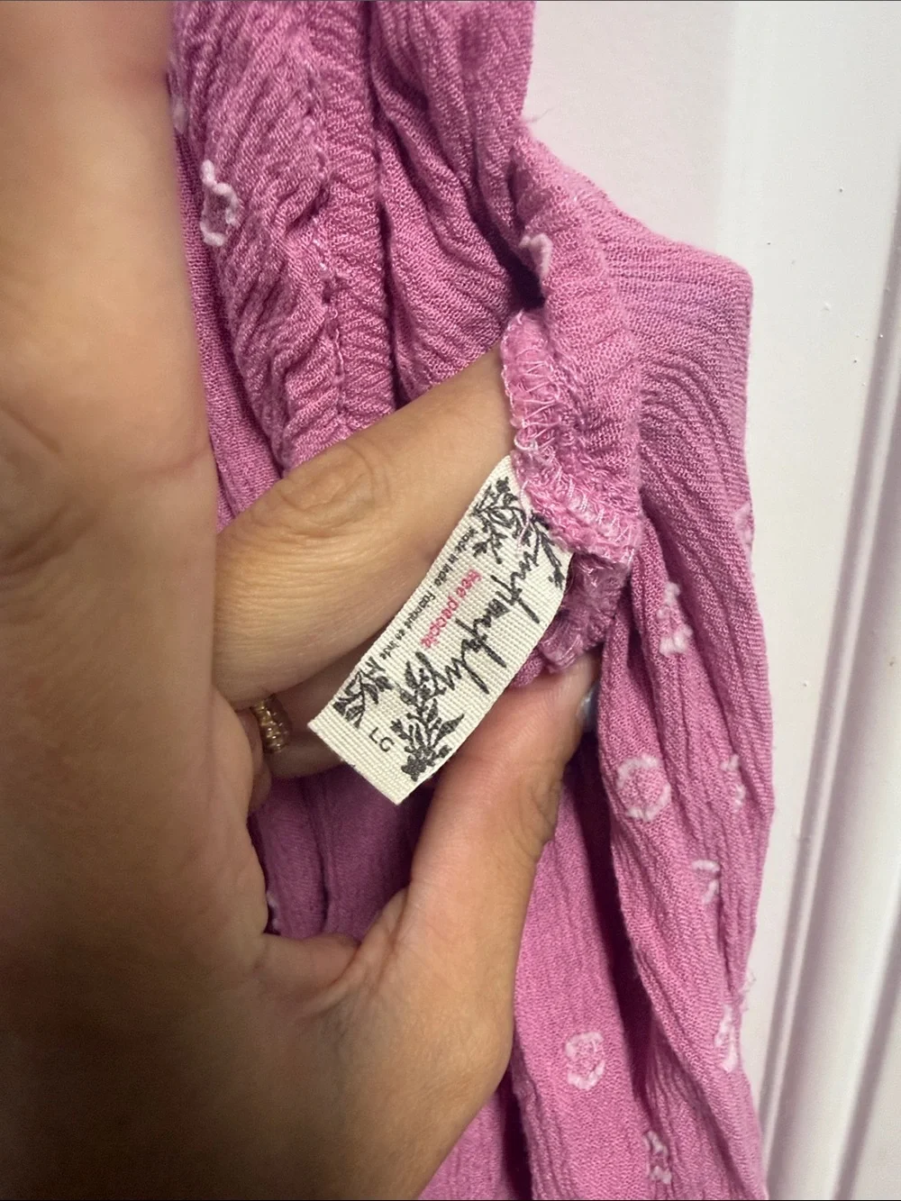 Mauve Pink Maxi Dress with Puff Sleeves FREE PEOPLE Size Large LIKE NEW